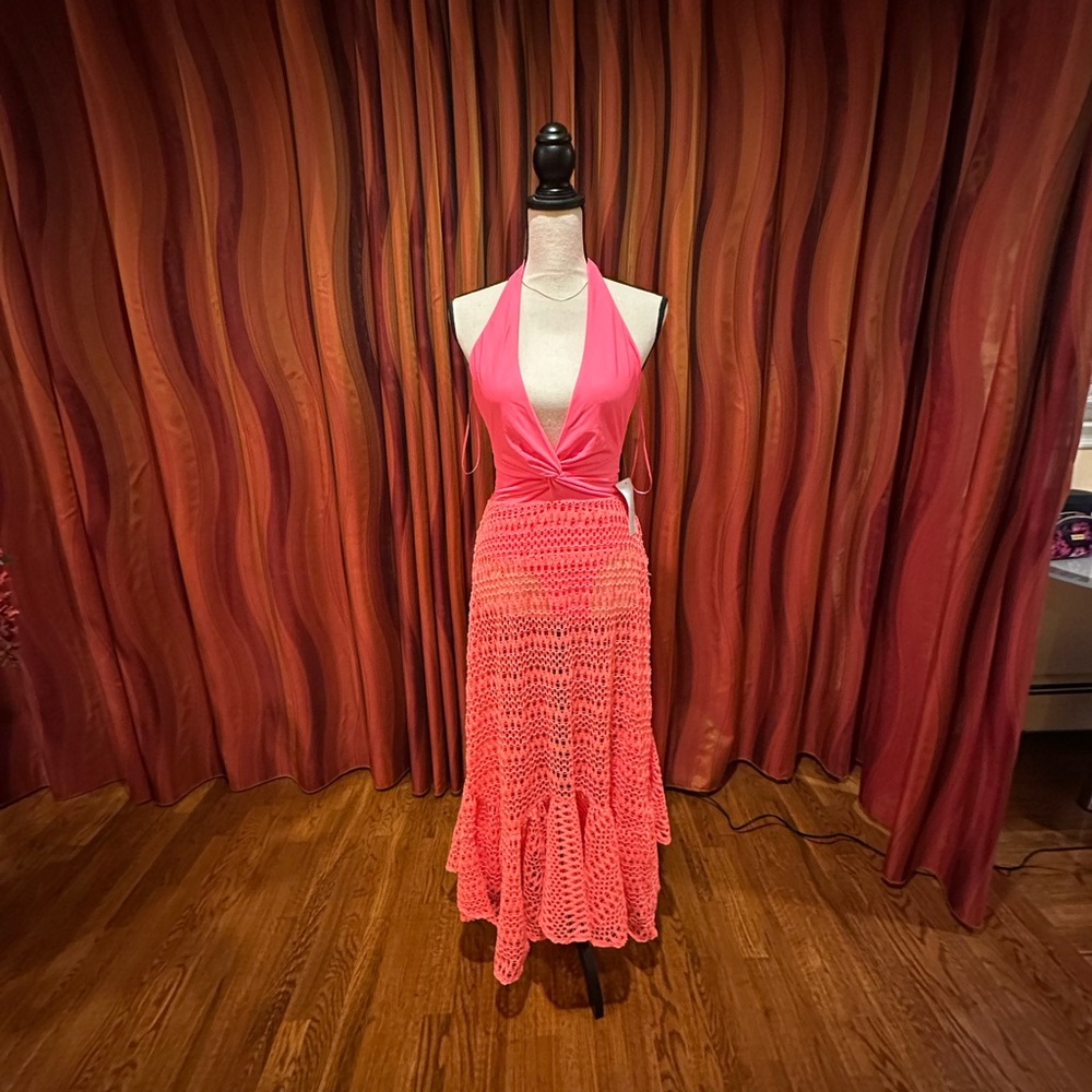 NWT PatBO Pink Halter Beach Dress